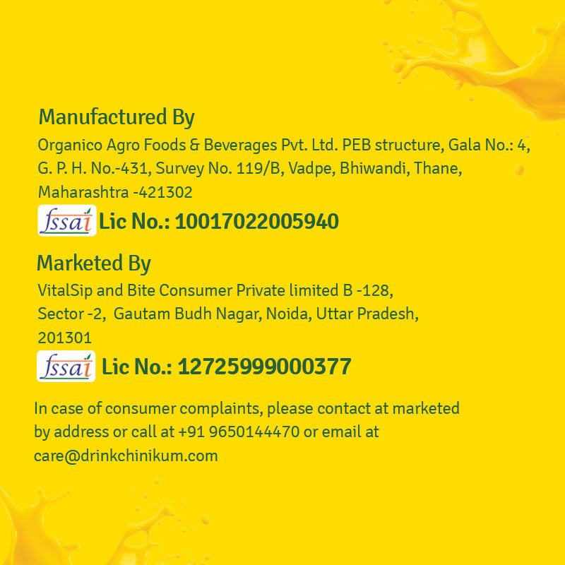 CHINI KUM Mango POP (Zero Added Sugar, Prebiotic Fibre) - Pack of 12(160ml)