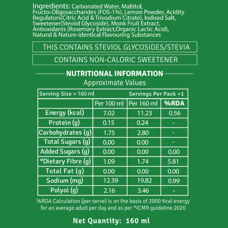 CHINI KUM-Sharbat, Lemon & Mango POP (Zero Sugar, Prebiotic Fibre)-Pack of 6