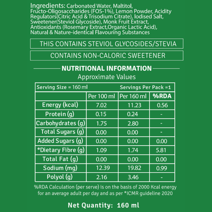 CHINI KUM-Sharbat, Lemon & Mango POP (Zero Sugar, Prebiotic Fibre)-Pack of 6