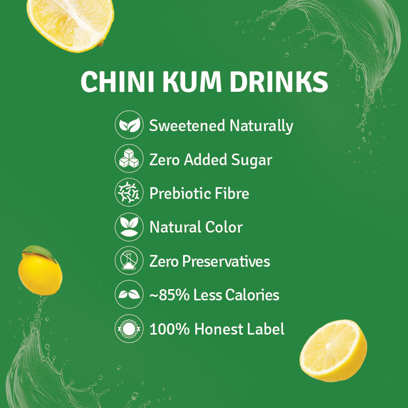 CHINI KUM Lemon POP (Zero Added Sugar, Prebiotic Fibre) - Pack of 8(250ml)