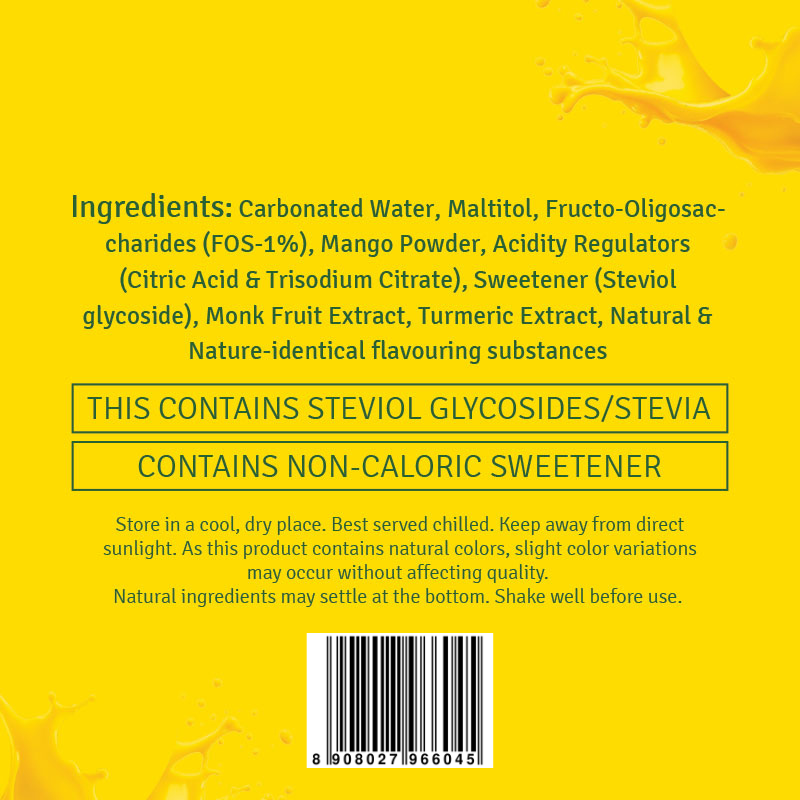 CHINI KUM Mango POP (Zero Sugar, Prebiotic Fibre) - Pack of 8(250ml)