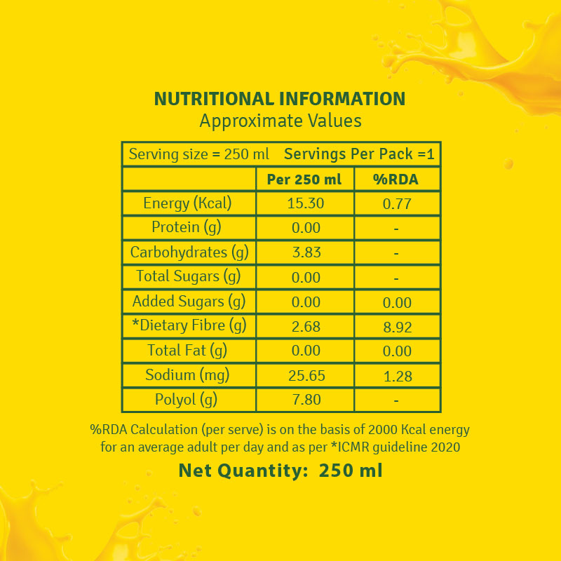 CHINI KUM Mango POP (Zero Sugar, Prebiotic Fibre) - Pack of 8(250ml)