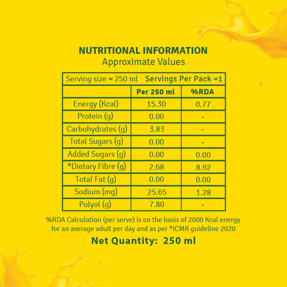 CHINI KUM Mango POP (Zero Sugar, Prebiotic Fibre) - Pack of 8(250ml)