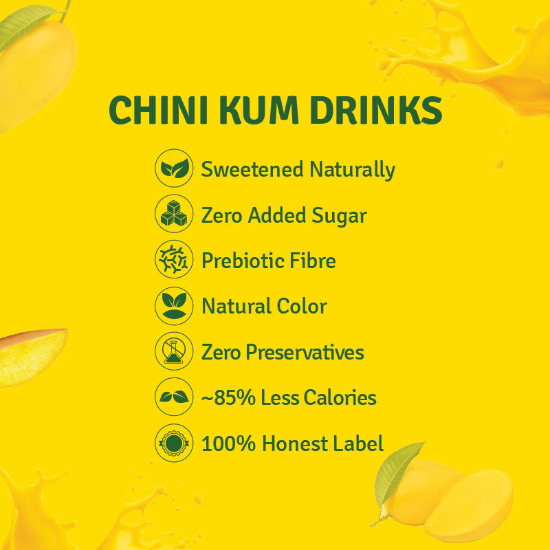 CHINI KUM Mango POP (Zero Sugar, Prebiotic Fibre) - Pack of 8(250ml)